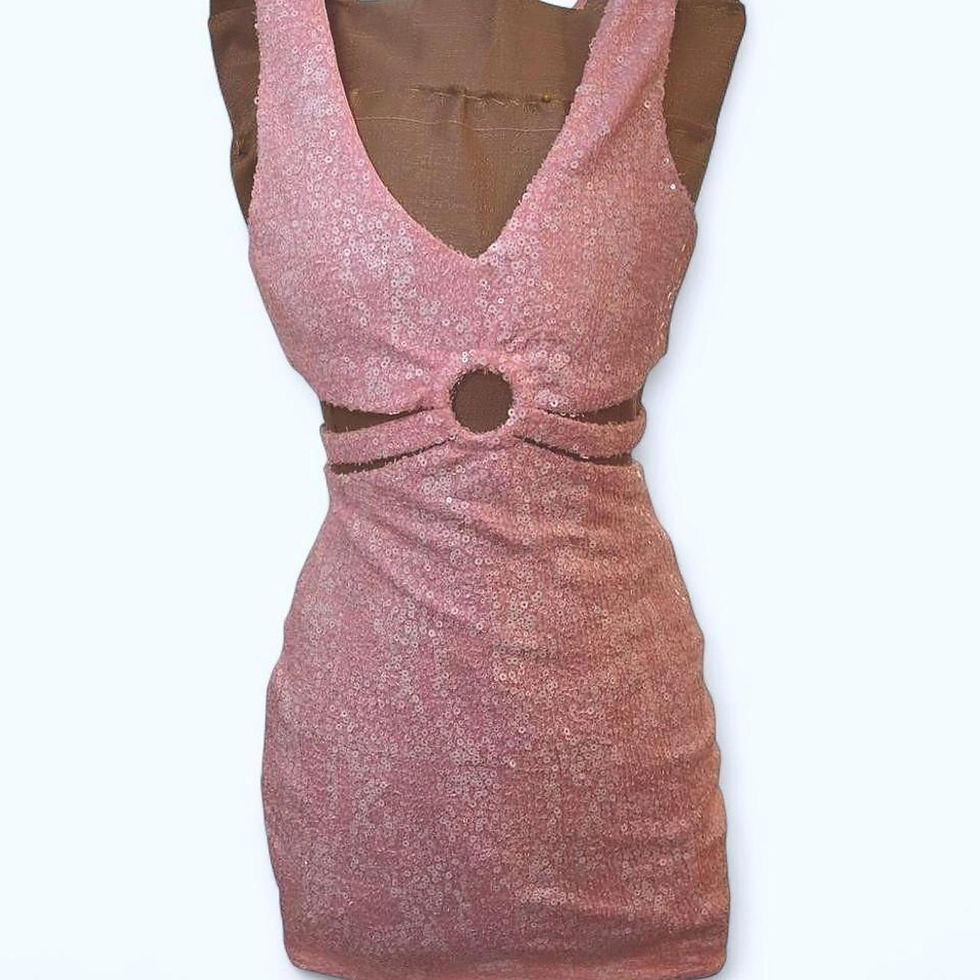 Thumbnail: Pink Sequin Mini Dress Cut Out Detail Size S