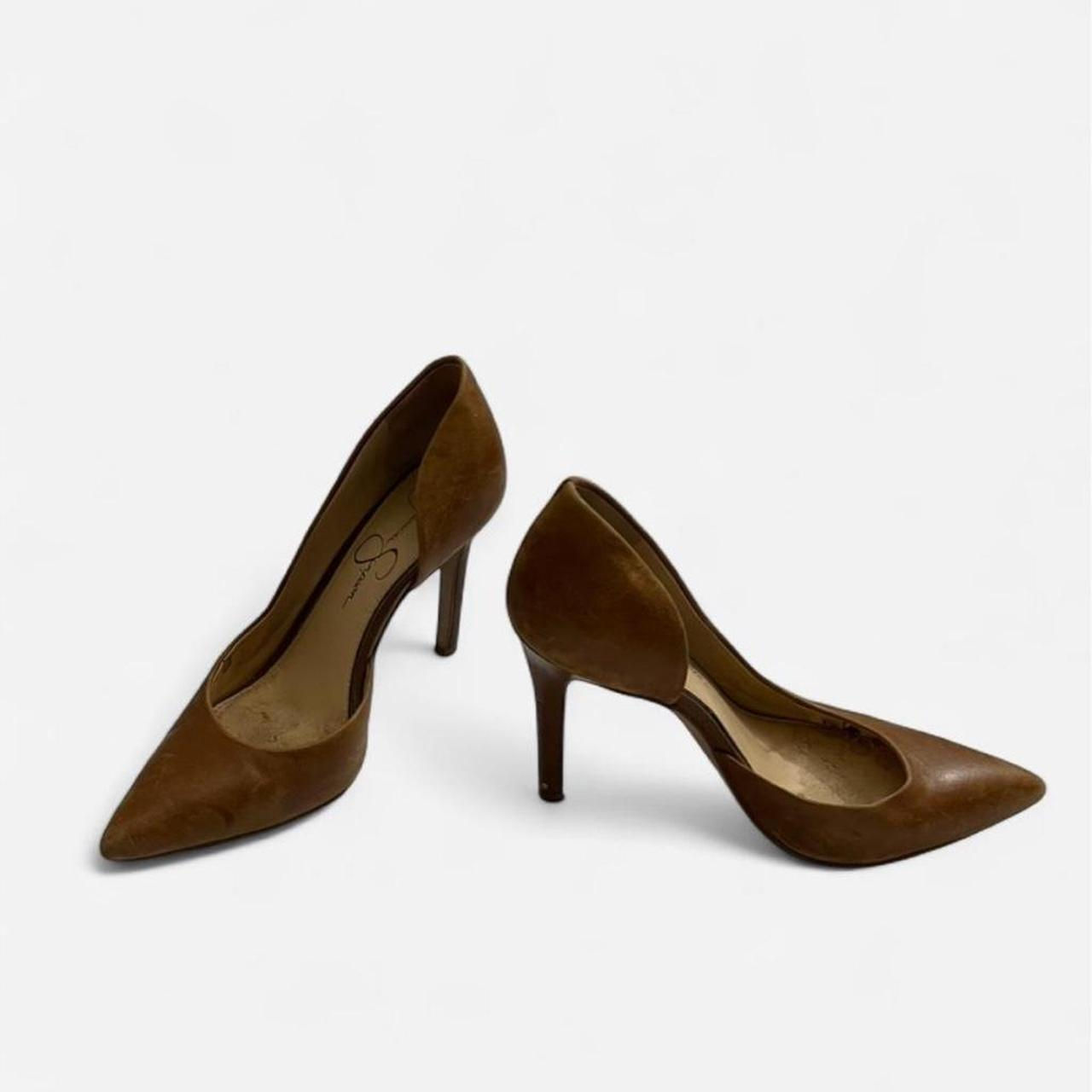 Jessica Simpson Brown Leather Pointed Toe Court Shoes US 7.5