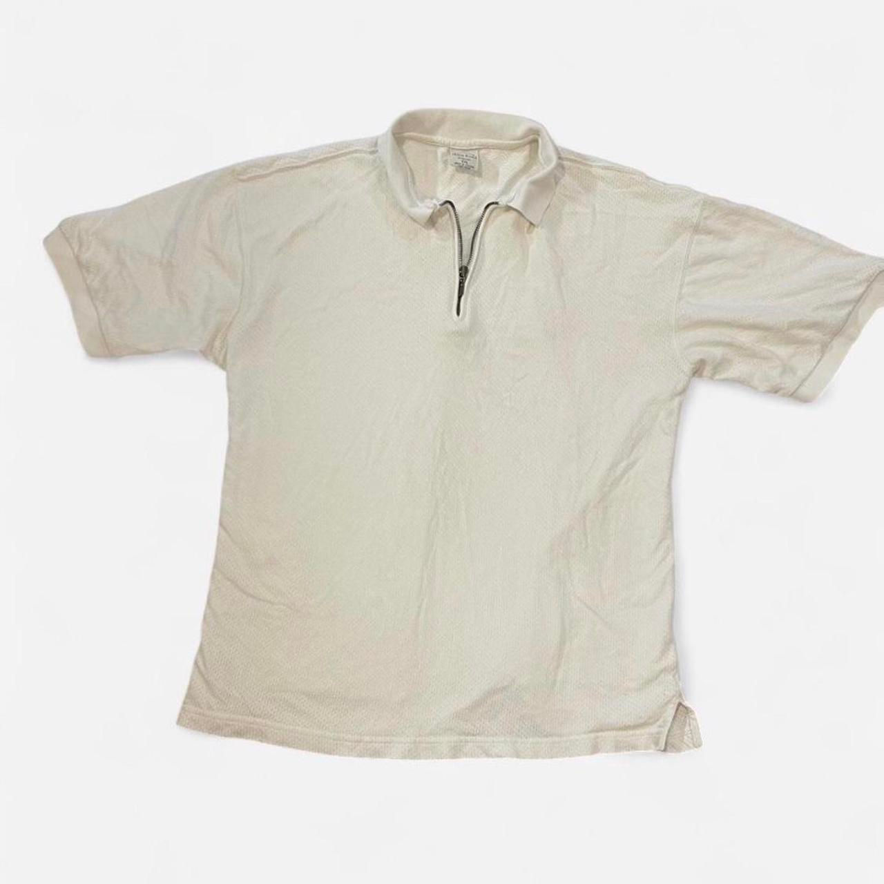 Cream Quarter Zip Top With Mesh Fabric XXL