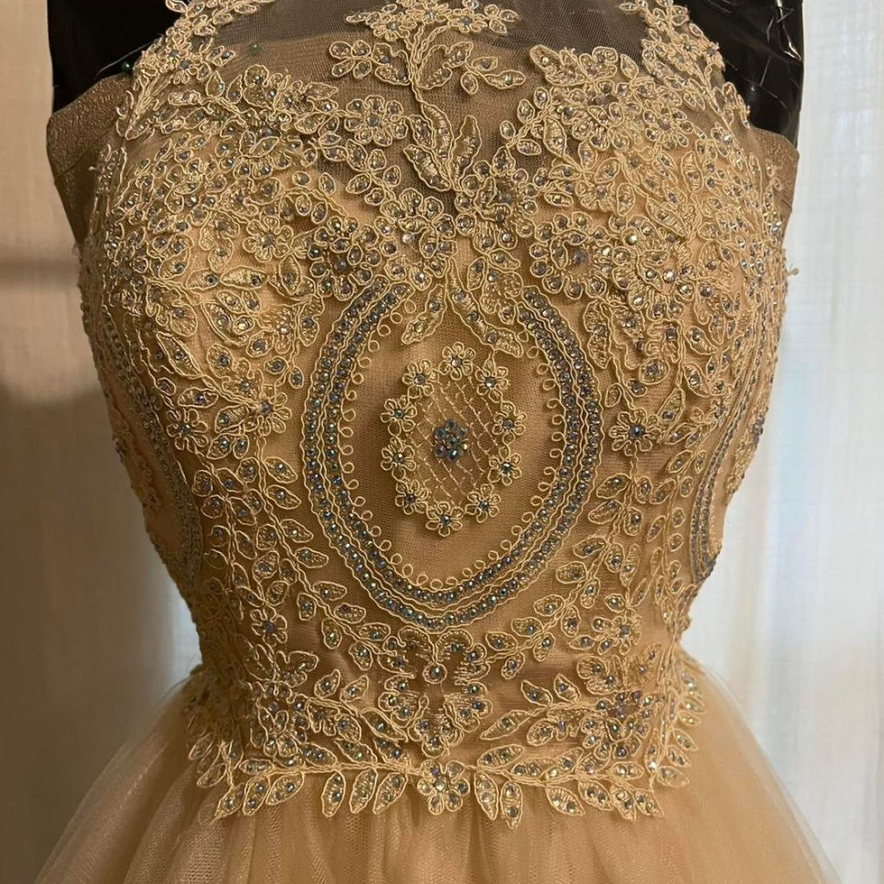 Cinderella Divine Gold Prom Dress Size M Beaded Eveningwear