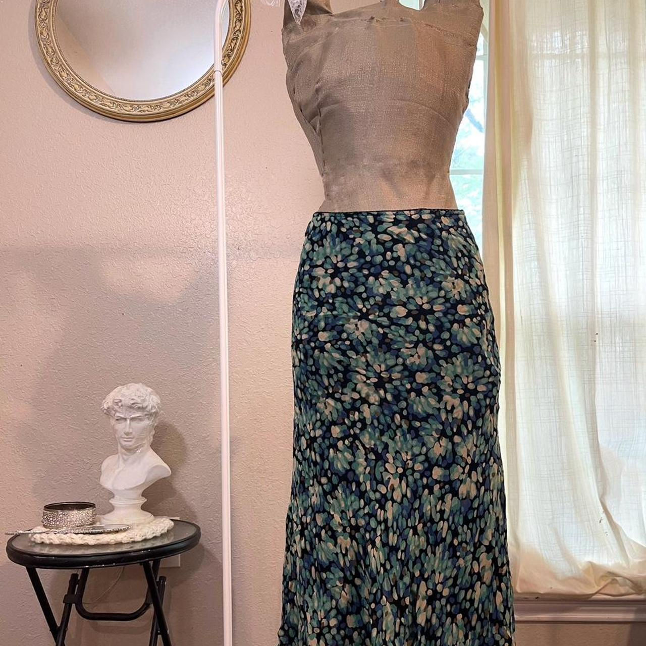 Women's Floral Maxi Skirt Size M Boho Green Multi