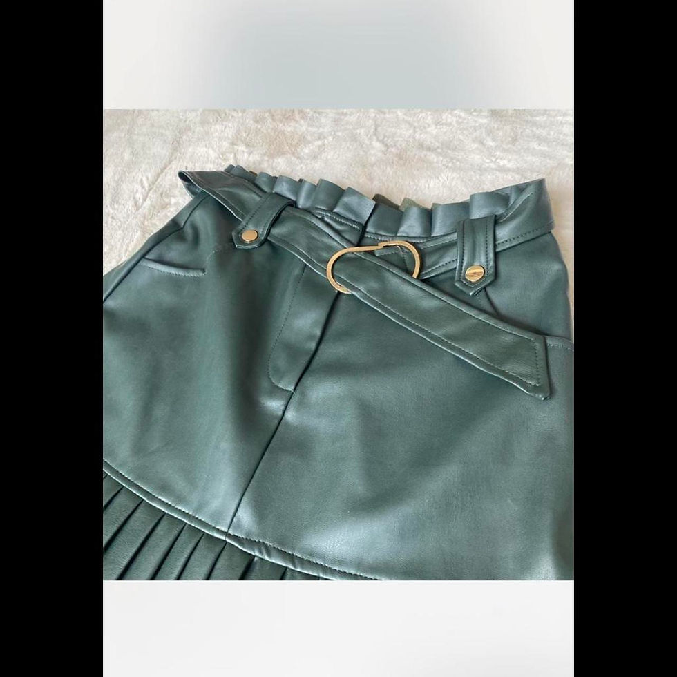 Thumbnail: Zara Women's Green Pleated Faux Leather Skirt Size M