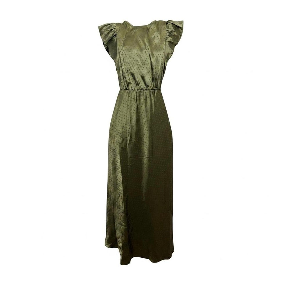 Thumbnail: Green Polka Dot Maxi Dress with Ruffle Sleeves