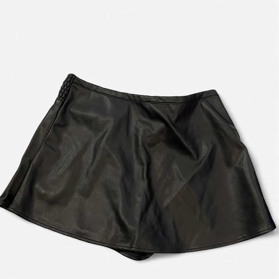 Thumbnail: We The Free Black Faux Leather Pleated Mini Skirt Small