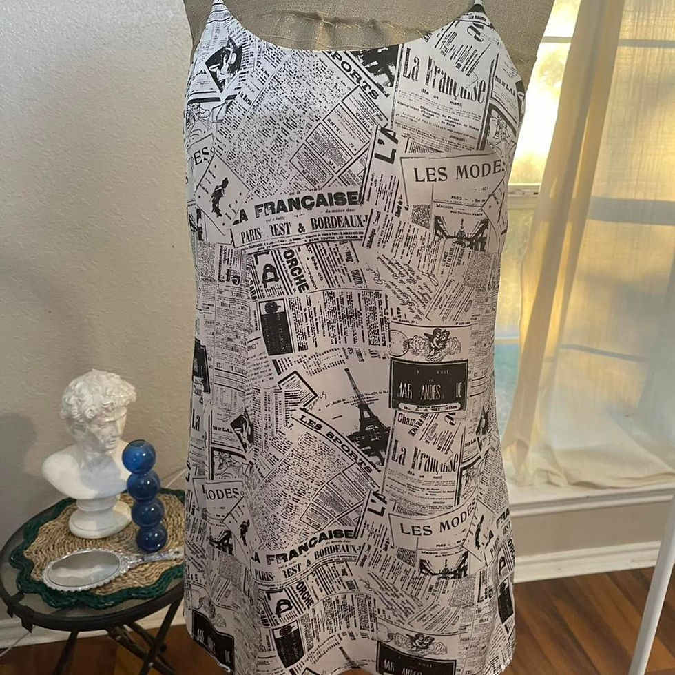 Thumbnail: Forever 21 Satin Mini Newspaper Print French Dress