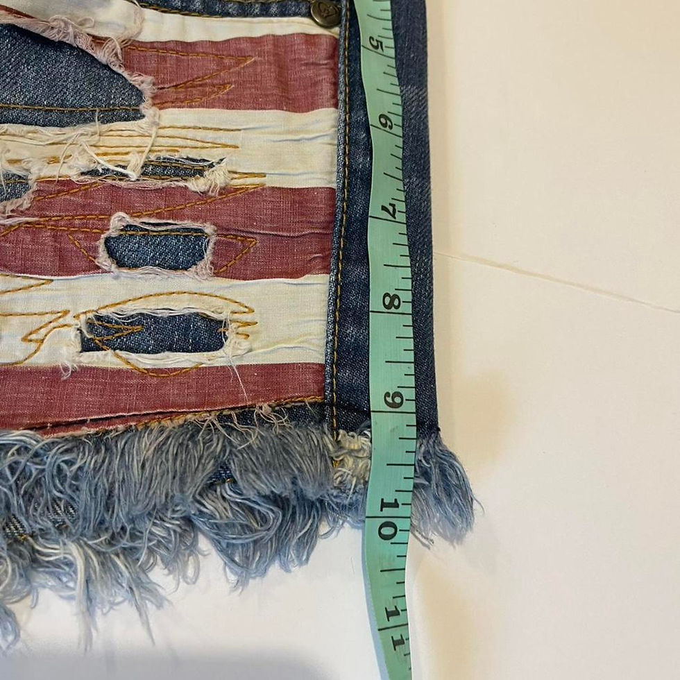 Thumbnail: On Twelfth Blue Denim Shorts American Flag Patchwork Size S