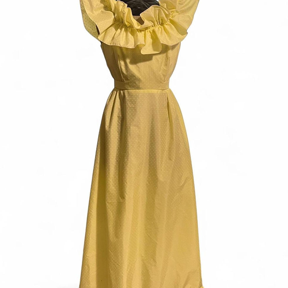 Yellow Polka Dot Maxi Dress Ruffle Details XS S
