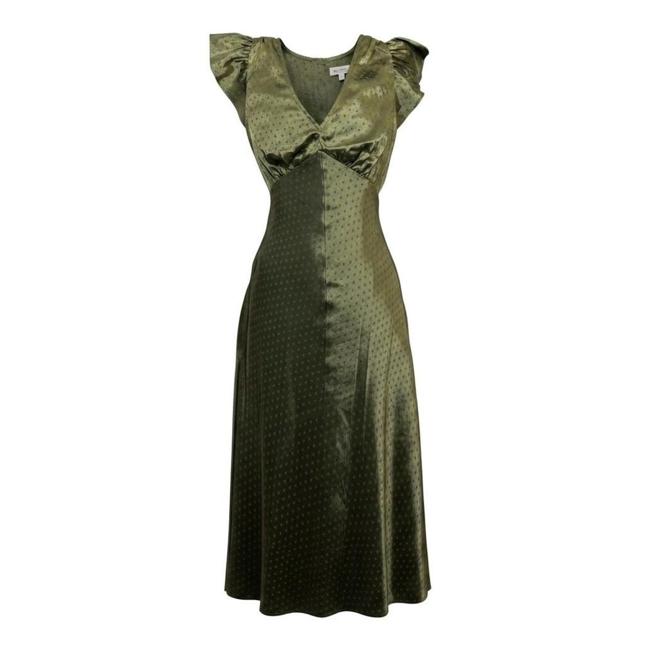 Green Polka Dot Maxi Dress with Ruffle Sleeves