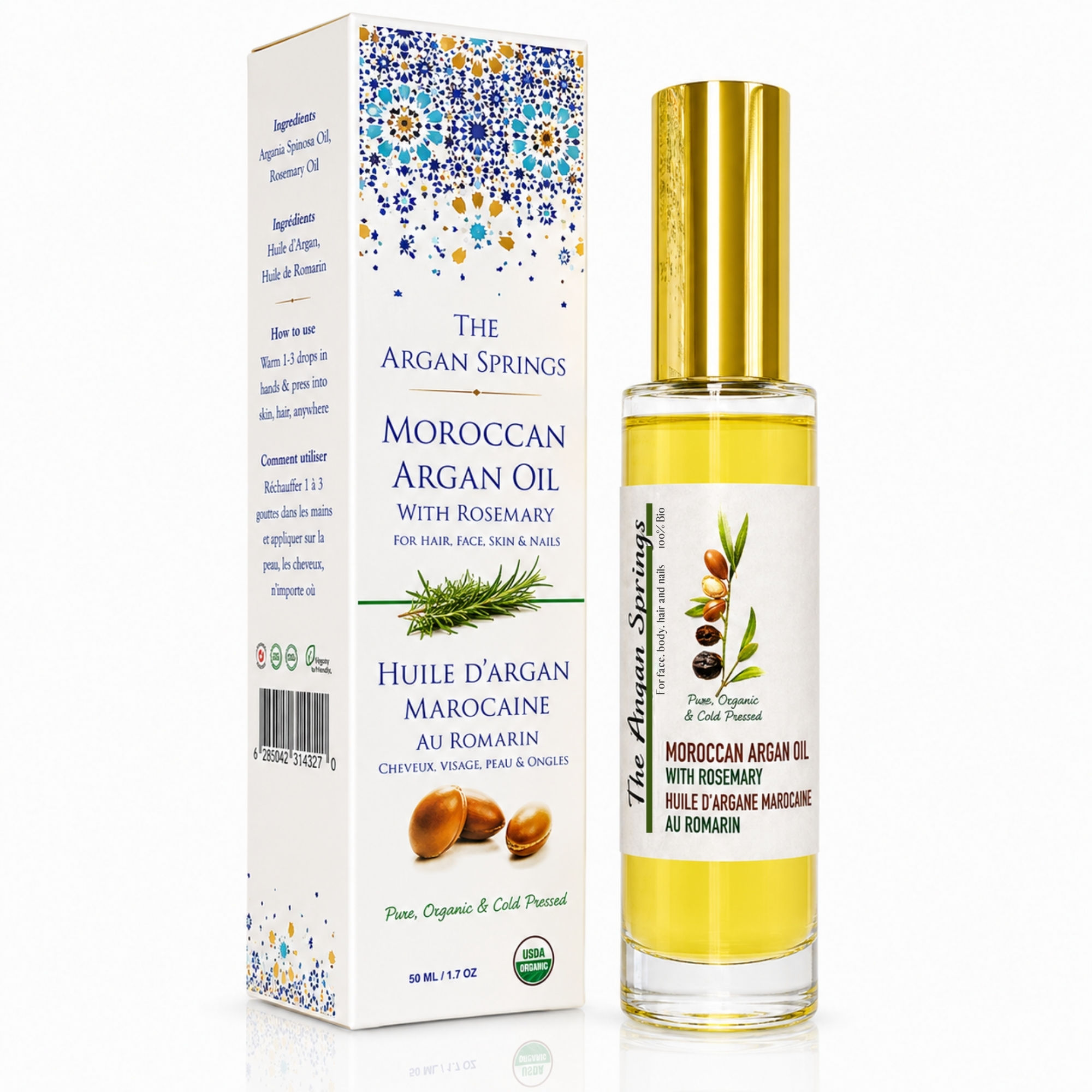Organic Moroccan argan oil with rosemary for hair growth and scalp care – The Argan Springs