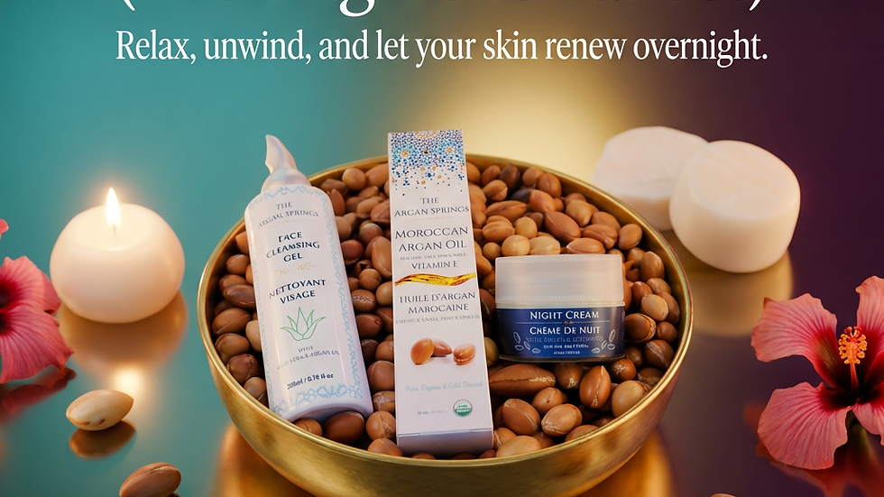 Natural skincare ritual with argan oil and moisturizer
