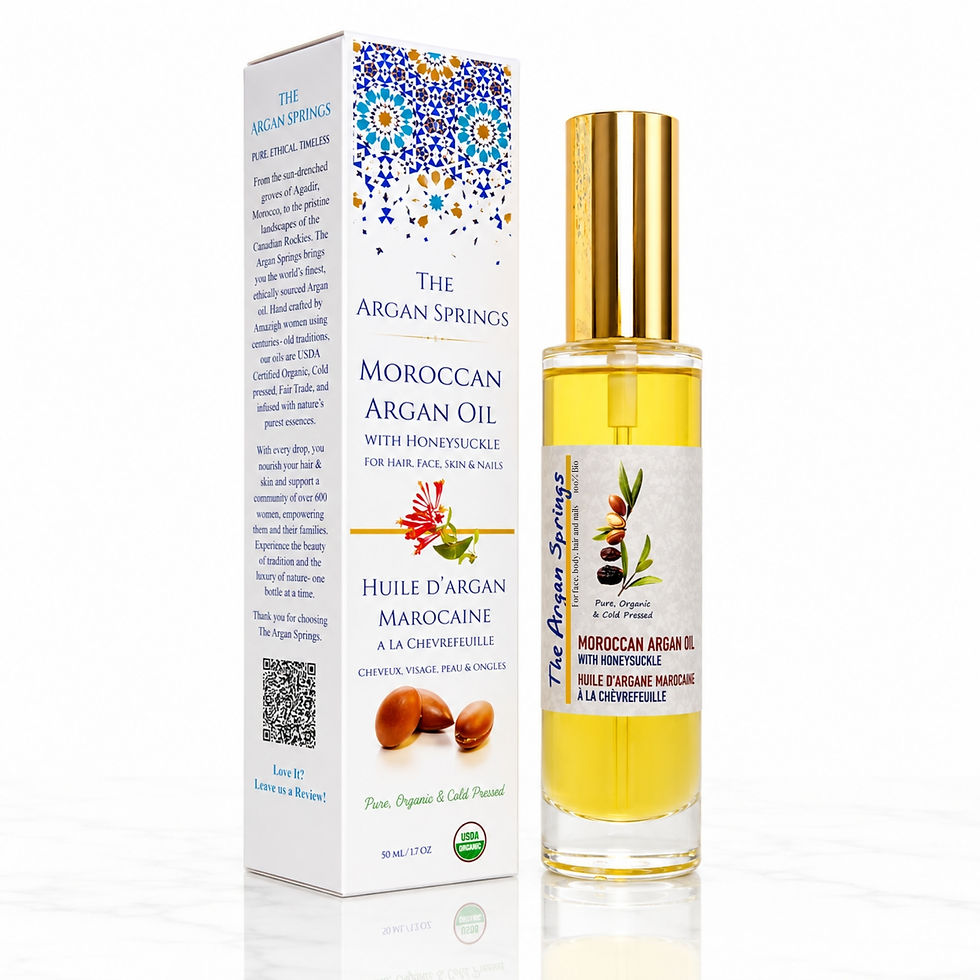 Organic Moroccan argan oil with honeysuckle lightweight hair and skin oil – The Argan Springs