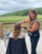 Holistic hairstylist Jennifer Krawiec working with intention and focus