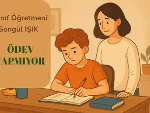 annesi ile birlikte ödev yapan çocuk