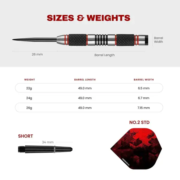 Thumbnail: Designa Vampires V2 Darts - M1 - Steel Tip Dart Set