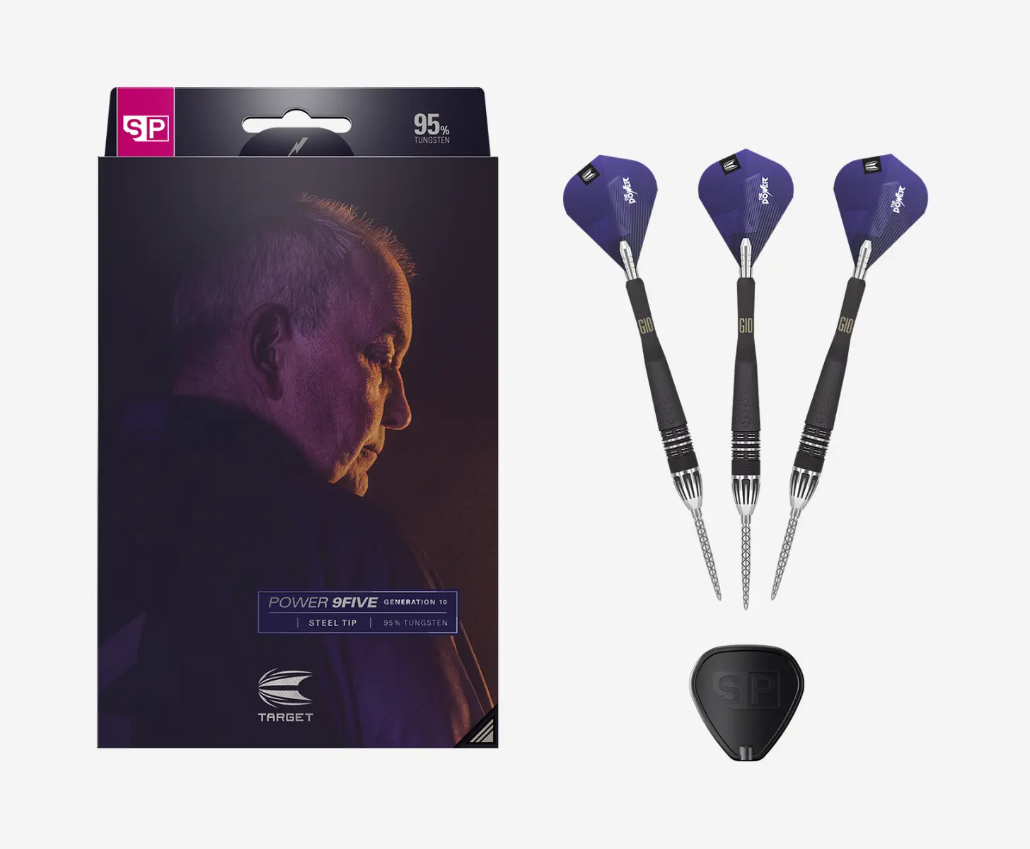 Target Phil Taylor Power 9Five G10 95% Tungsten Swiss Point Steel Tip Dart Set