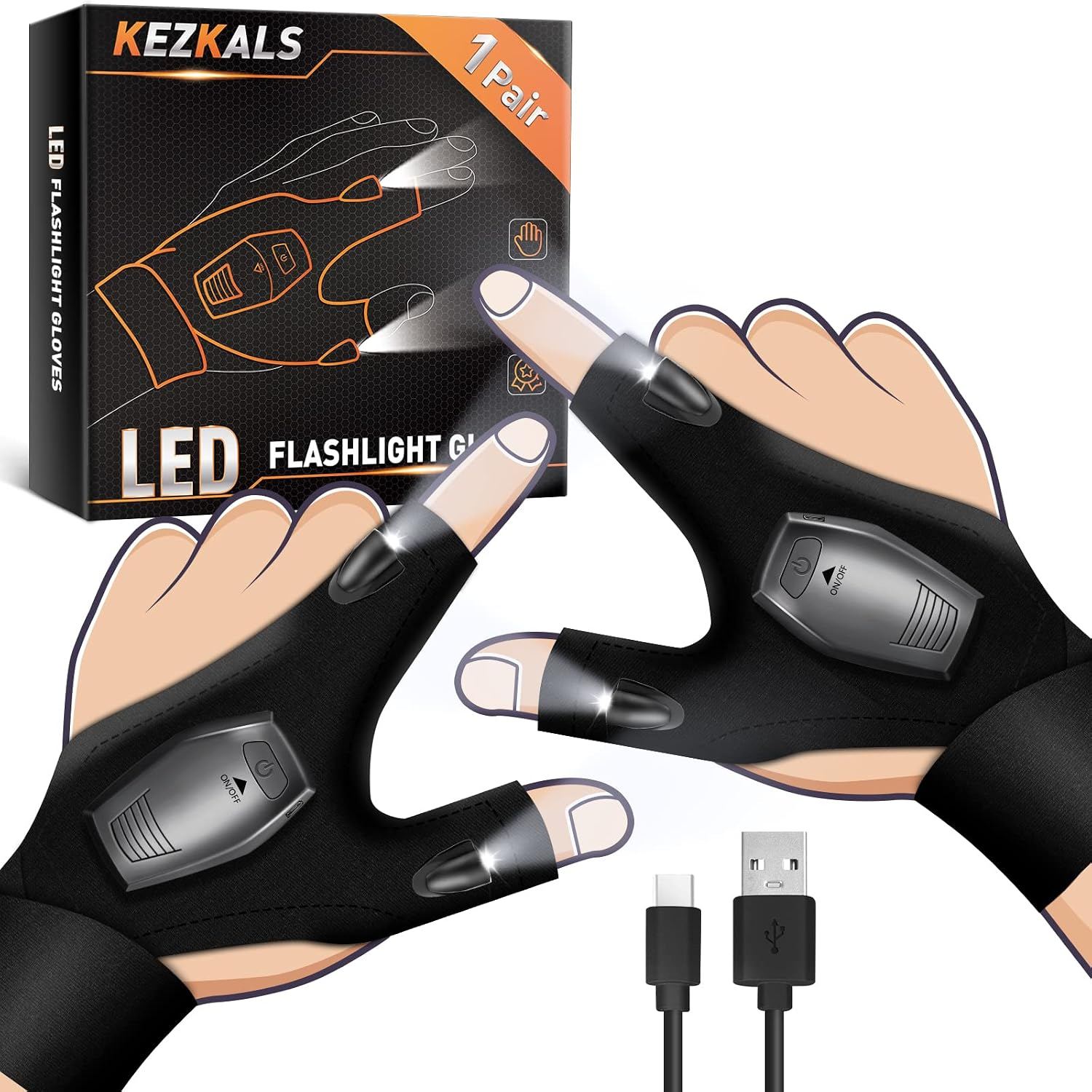 Rechargeable LED Light Gloves – Hands-Free Work Lights