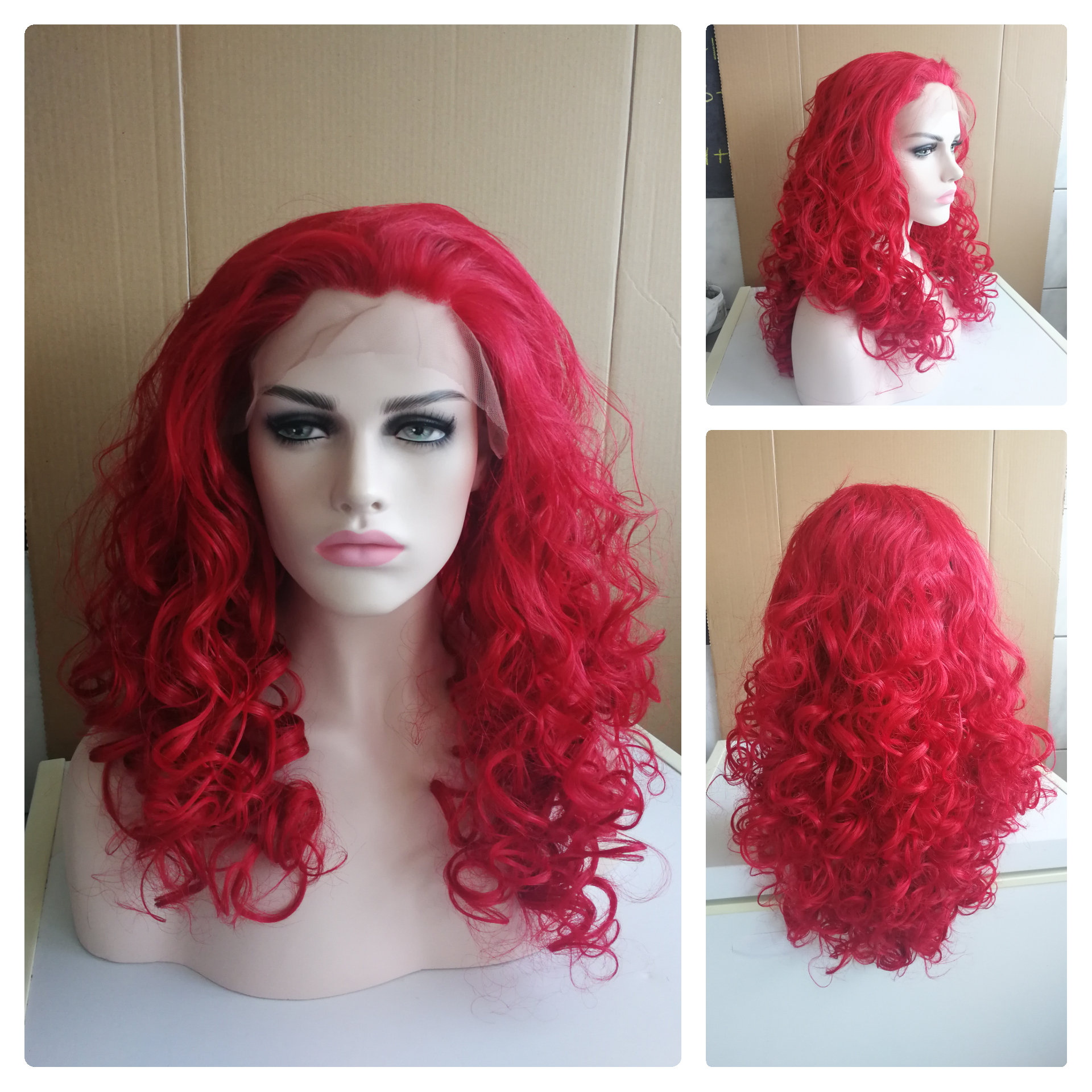 70 cm lace front bright red wig | website