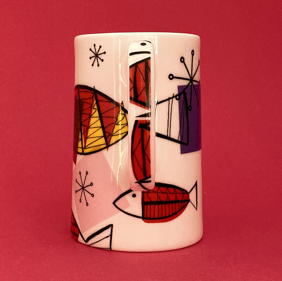 Thumbnail: Funky Red Fish - Farmhouse Jug / half pint (275ml)