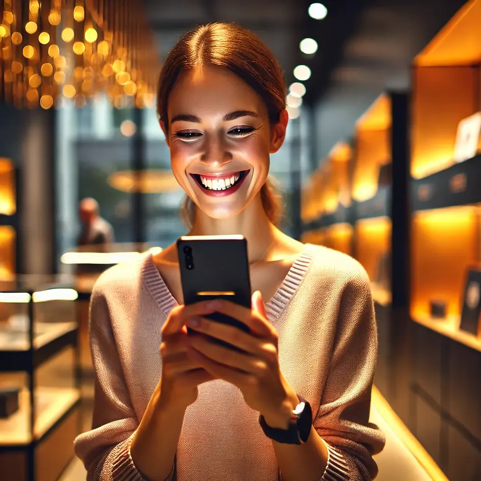 DALL·E 2026-04-14 17.08.14 - A candid retail scene showing a happy customer standing insid