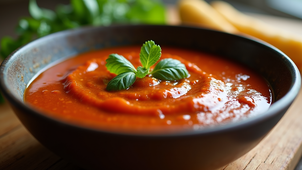 Eye-level view of peri peri sauce ingredients in a bowl