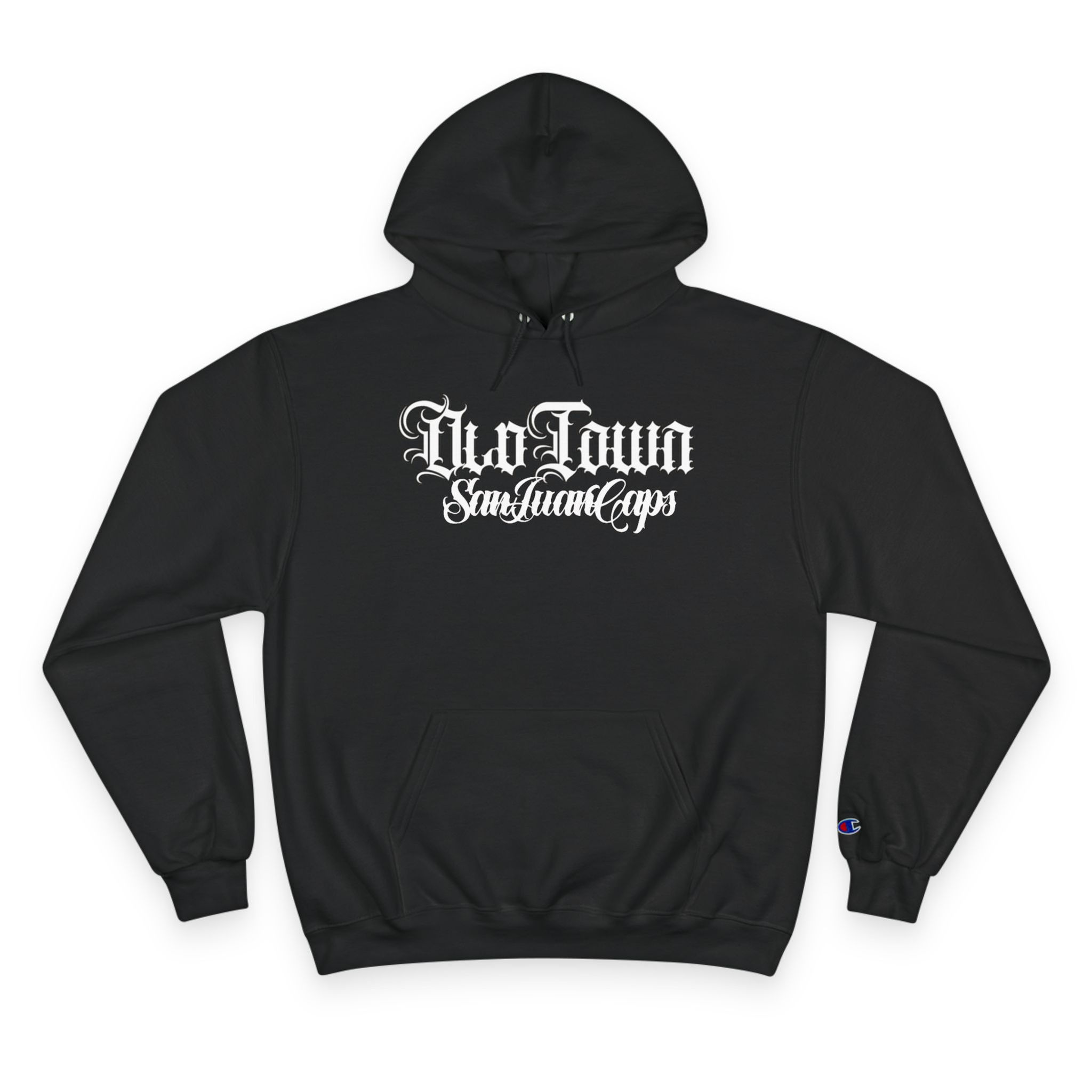 Hoodie | Old Town Script Chest Logo – Vintage Gothic Champion-Style Pullover