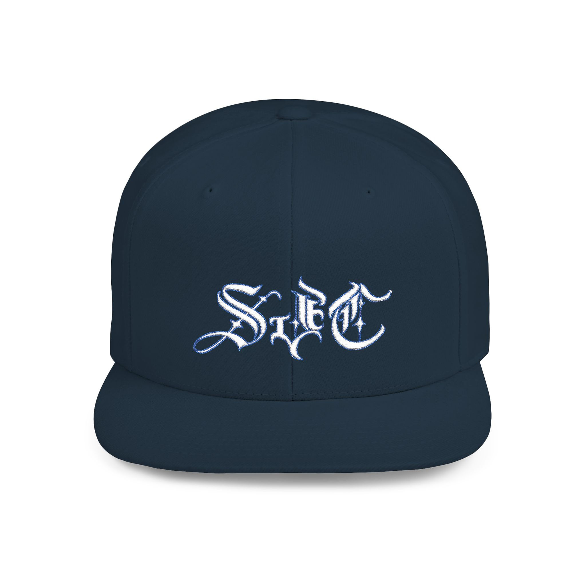Flat Bill Snapback Hat — Gothic 'SYC' Embroidered Streetwear Cap