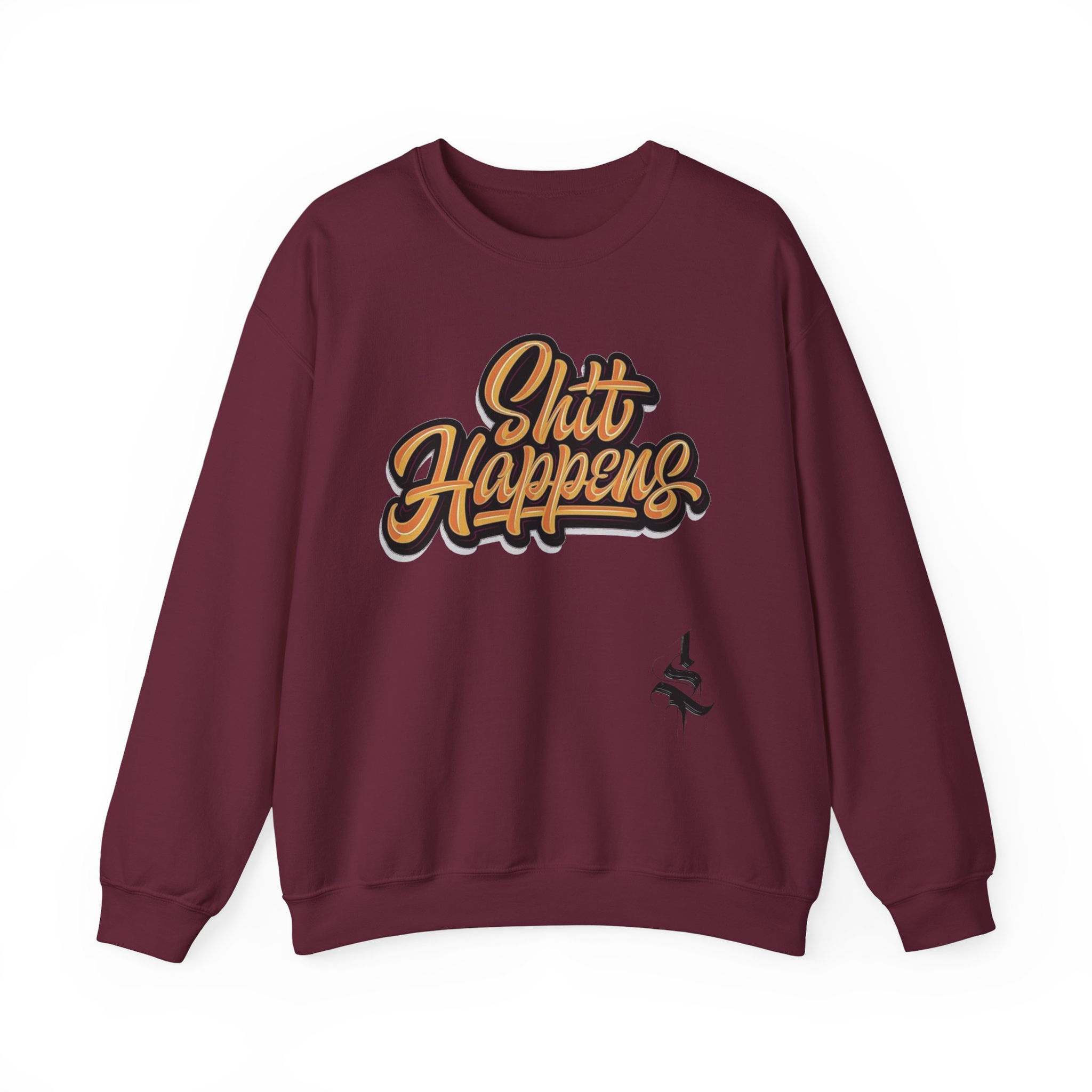 Crewneck Sweatshirt - "Shitt Happens" Retro Script Graphic