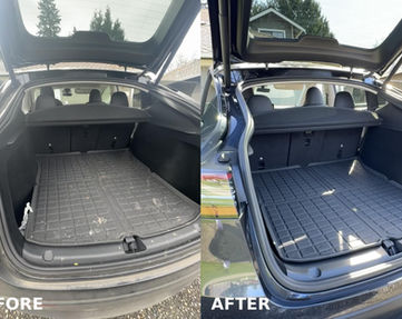 Car trunk detailing before and after cleaning