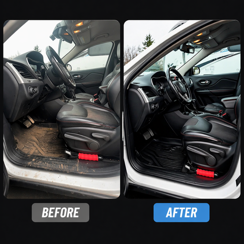 Car interior seat cleaning before and after detailing