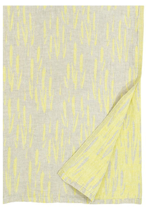 Thumbnail: LAPUAN KANKURIT Pure Linen  OSMANKÄÄMI Tablecloth + Throw available in linen-yellow from Iris Lifestyle Cambridge UK