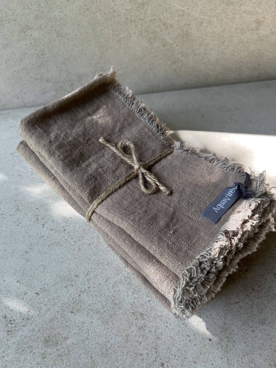 Thumbnail: Pure Linen Napkins with boho fringe available in a set of six from Iris Lifestyle Cambridge UK
