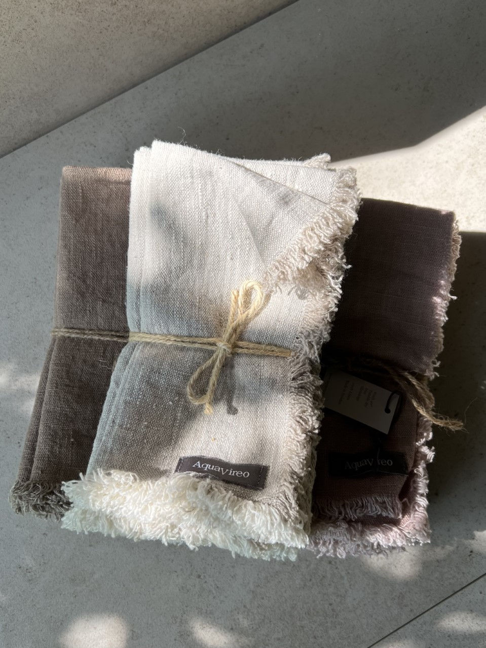 Thumbnail: Pure Linen Napkins with boho fringe available in a set of six from Iris Lifestyle Cambridge UK