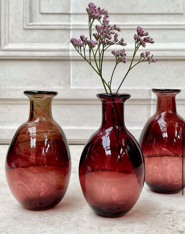 Thumbnail: La Soufflerie handmade Amour Sans Anse in framboise recycled glass from Iris Lifestyle Cambridge UK