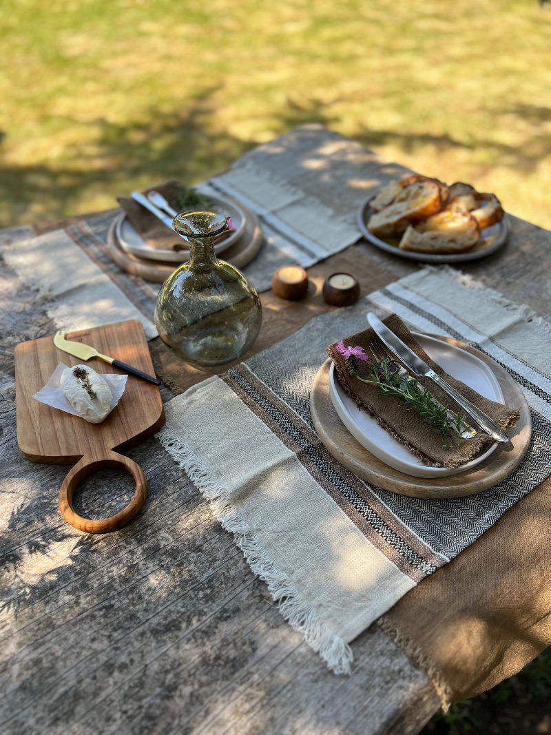 Thumbnail: LIBECO linen Belgian Towel / Throw /Tablecloth/ Placemat / - Beeswax Stripe