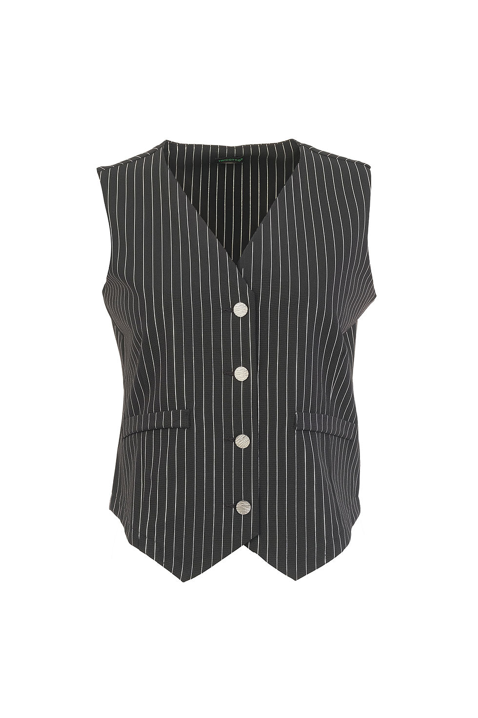 Veste sans manches noir à rayures argentées vue de face