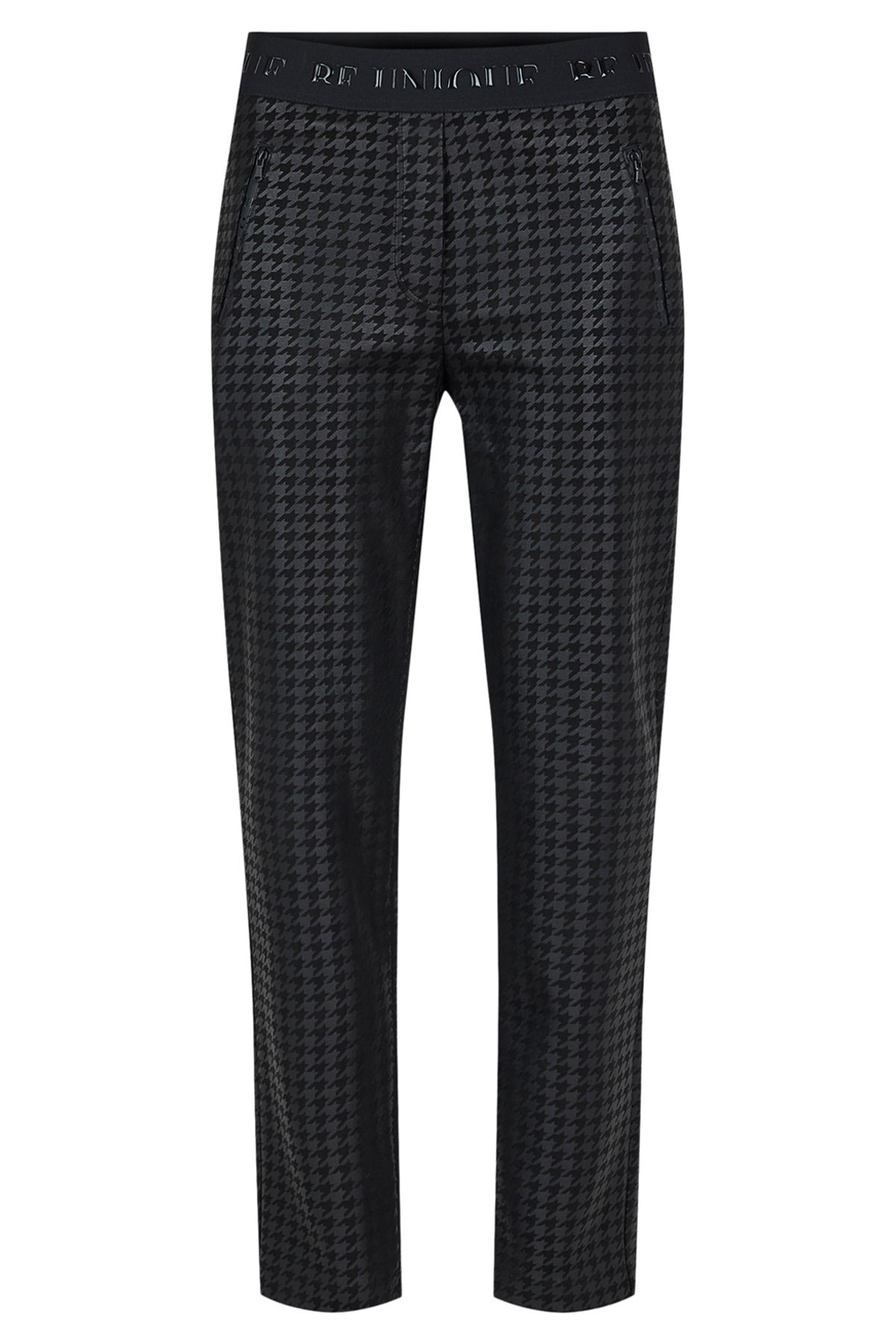 Pantalon noir imprimé ton sur ton vue de face