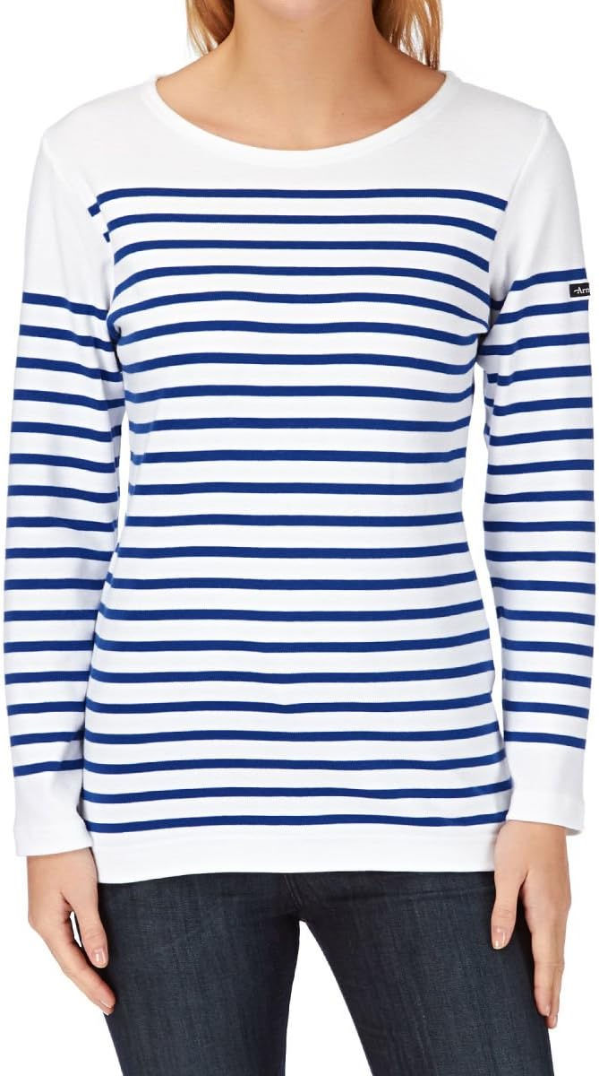 Chandail blanc rayé marine vue de face