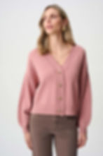 Cardigan en tricot brossé rose vintage vue de face