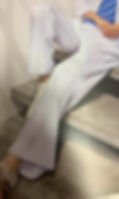 Pantalon blanc taille élastique vue de face