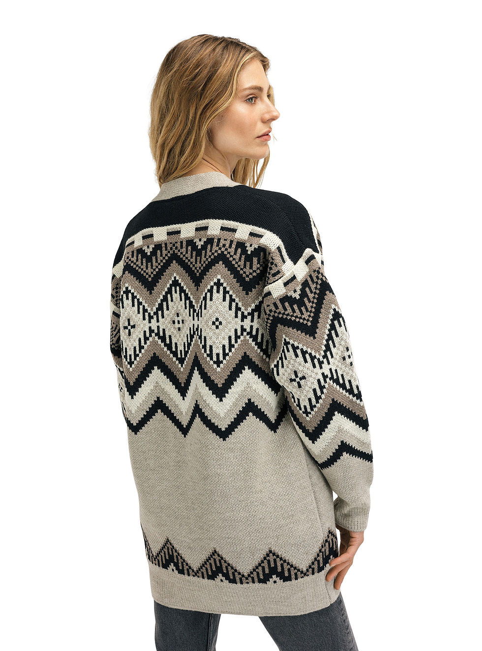 Miniature : Veste longue beige et brun vue de dos