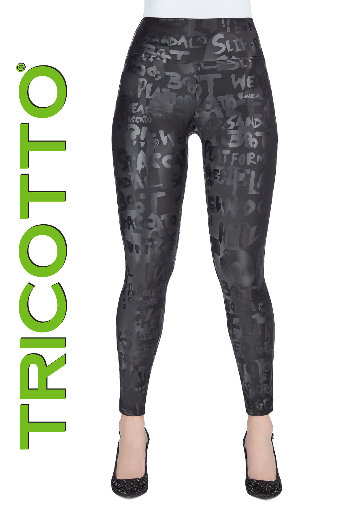 Pantalon legging végane ton sur ton noir vue de face