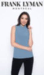 Camisole bleu pâle avec col haut vue de face.