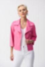 Veste trapèze en faux daim avec effet métallisé rose vue de face