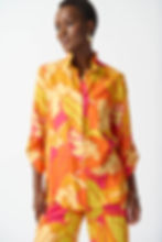 Chemise florale orange, rose jaune vue de face