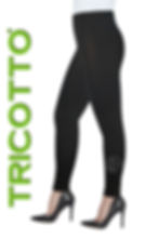 legging noir avec strass noir et argent d'une fleur vue de face