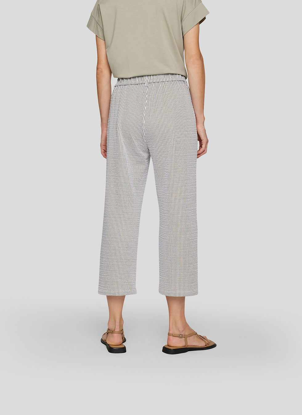 Thumbnail: Pantalon à rayures kaki et blanc vue de dos