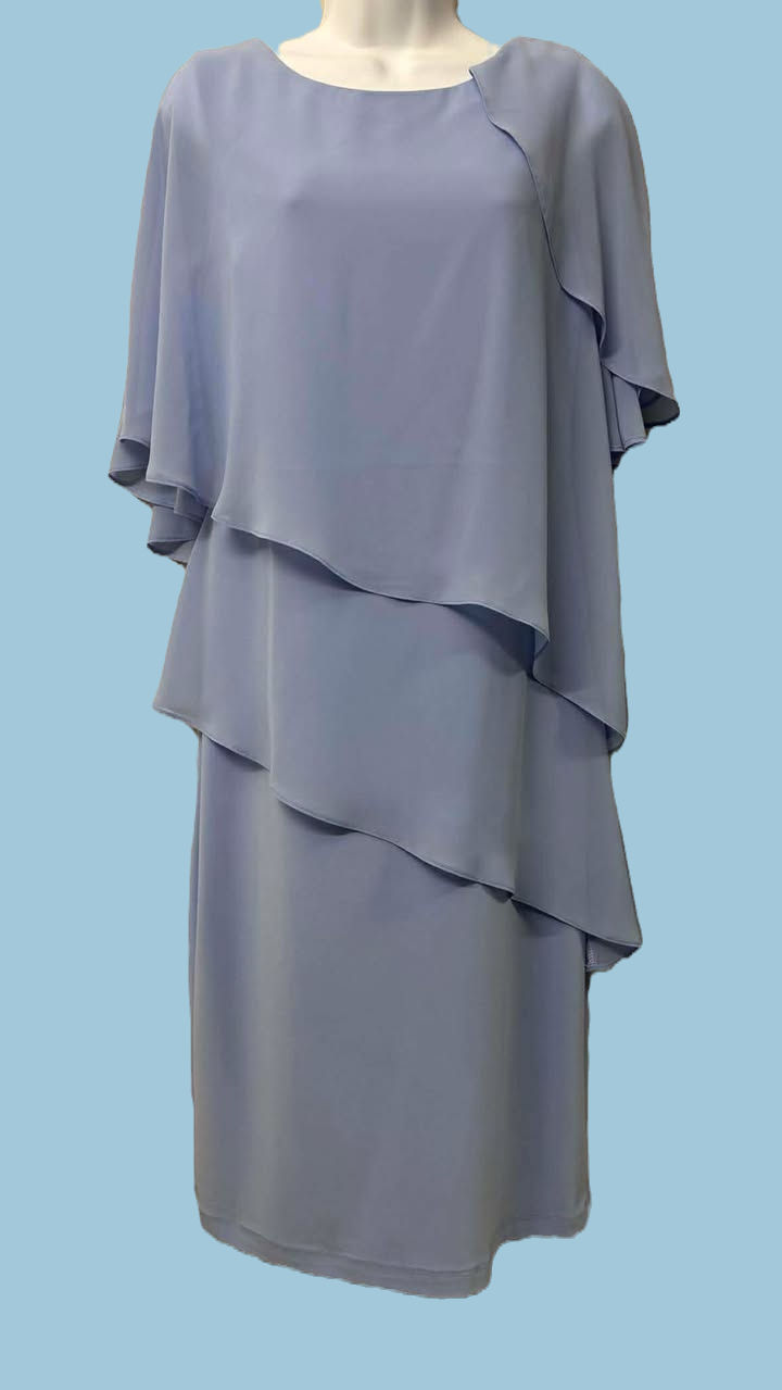 Robe cocktail bleu pervenche vue de face