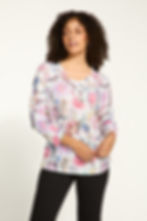 Chandail motif floral, multi couleur vue de face