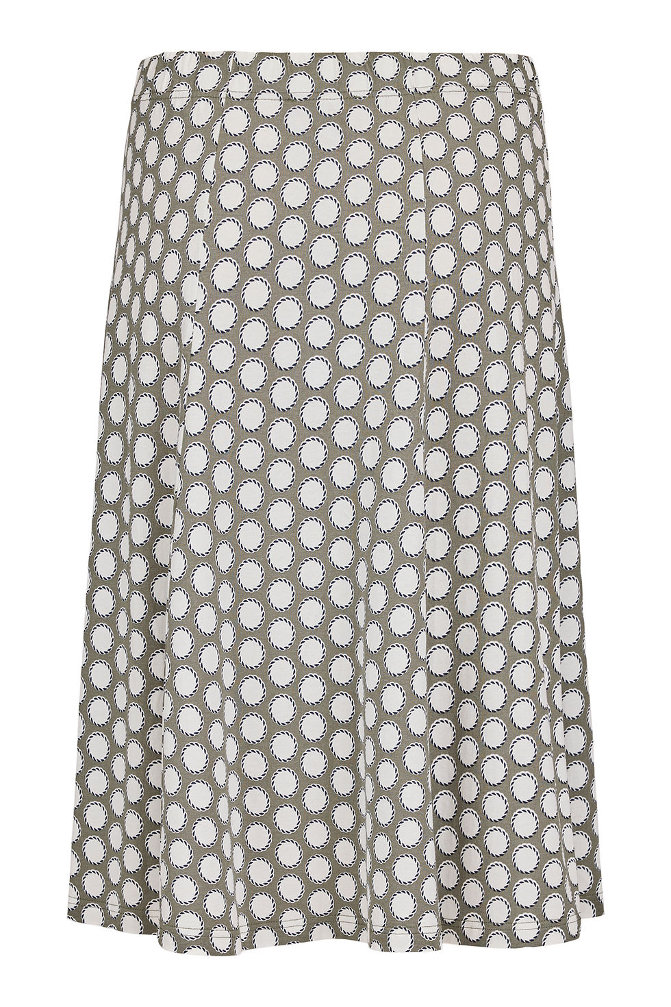 Jupe midi kaki avec pastille blanche vue de dos
