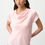 Miniature : Haut en satin recyclé avec encolure bénitier rose pétale vue de face